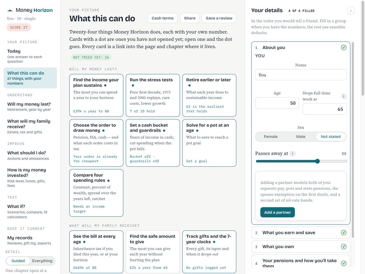 What this can do — Money Horizon